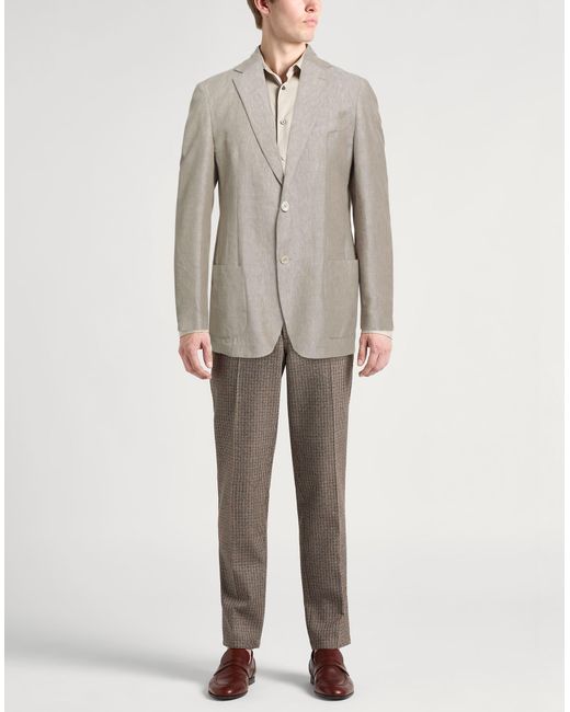 Hevò Gray Khaki Blazer Linen, Mohair Wool for men