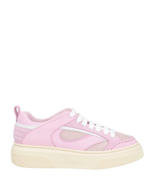 Ferragamo Pink Sneakers Leather, Textile Fibers