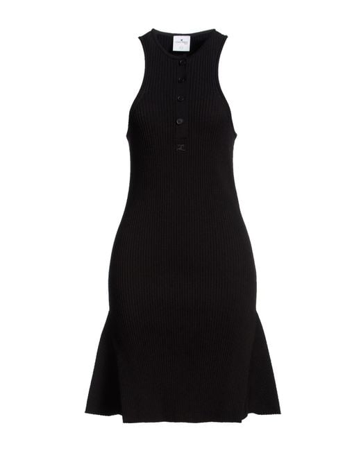 Courreges Black Mini Dress Viscose, Polyester