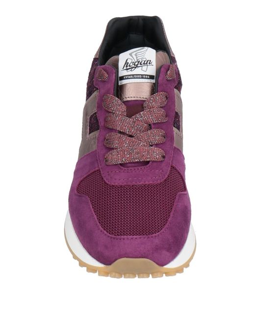 Hogan Purple Metallic Suede Lace-Up Sneakers