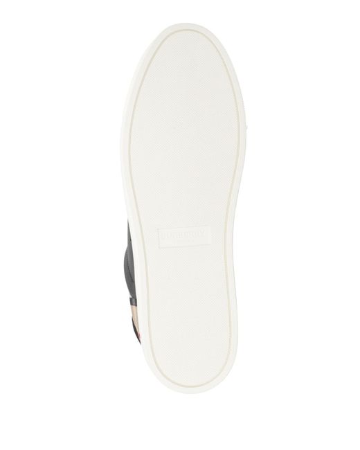 Burberry Black Sneakers Textile Fibers, Leather for men