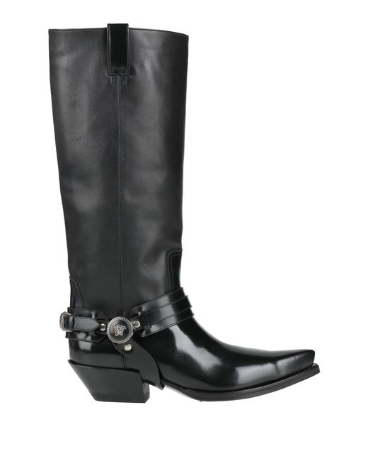 Versace Black Boot Leather