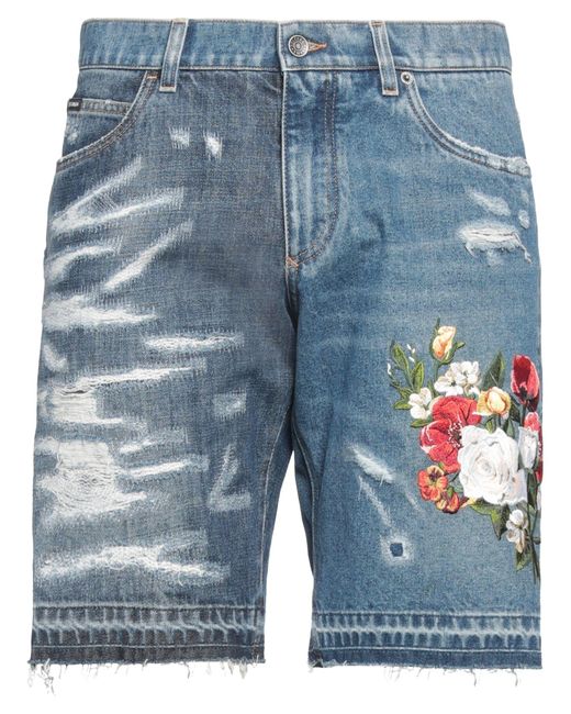 Dolce & Gabbana Blue Denim Shorts Cotton, Polyester for men