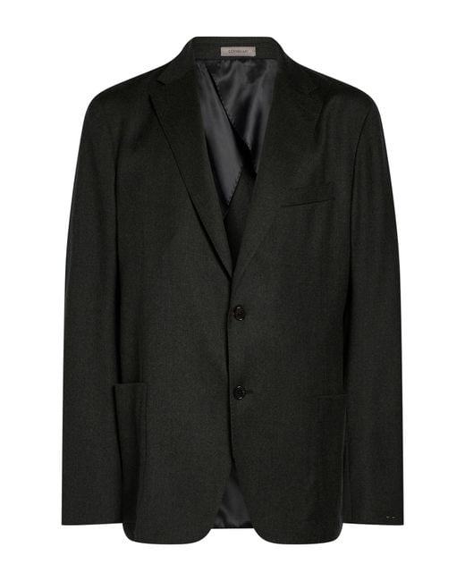 Corneliani Black Charcoal Blazer Virgin Wool for men