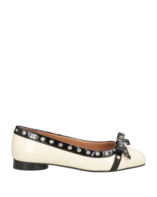 Ganni Natural Ivory Ballet Flats Synthetic Material