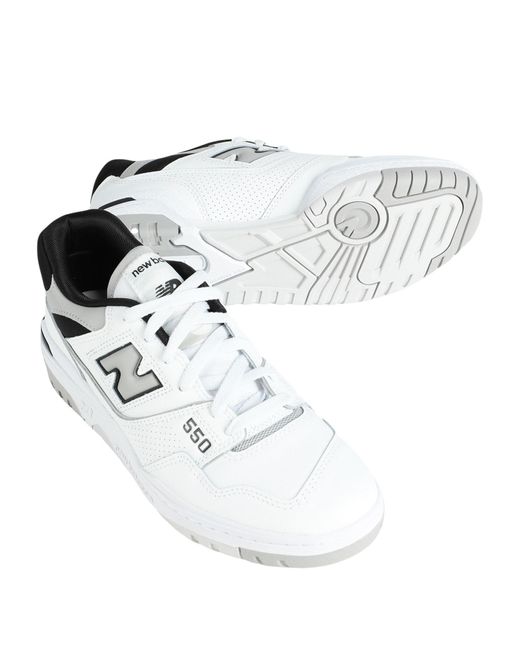 New Balance White Bb550 Logo-embossed Leather Low-top Trainers for men