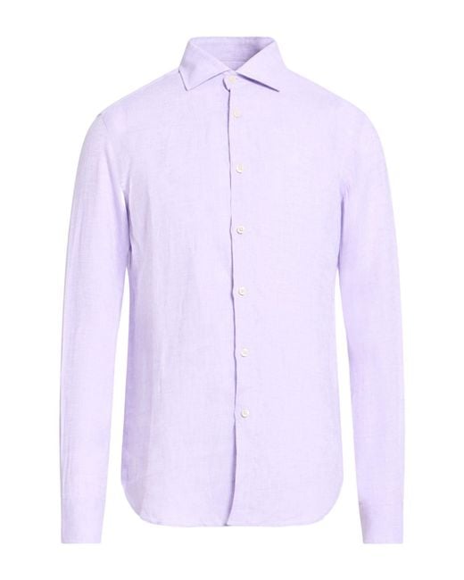 120% Lino Purple Lilac Shirt Linen for men