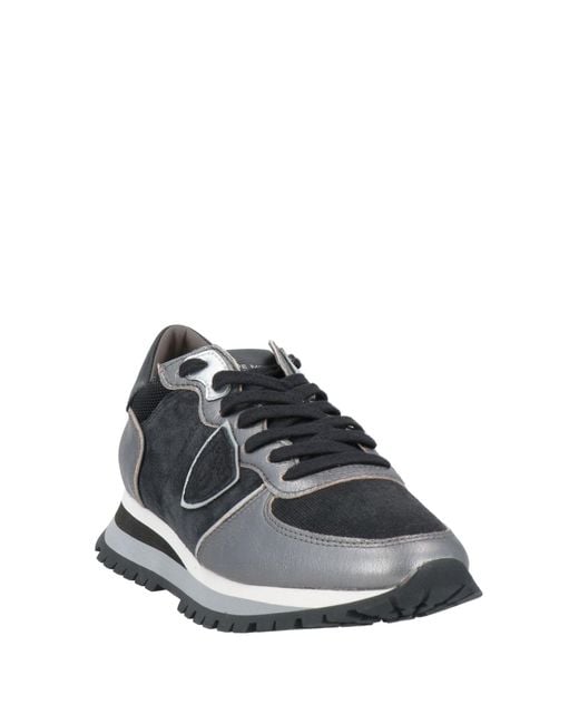 Philippe Model Gray Charcoal Sneakers Leather, Textile Fibers