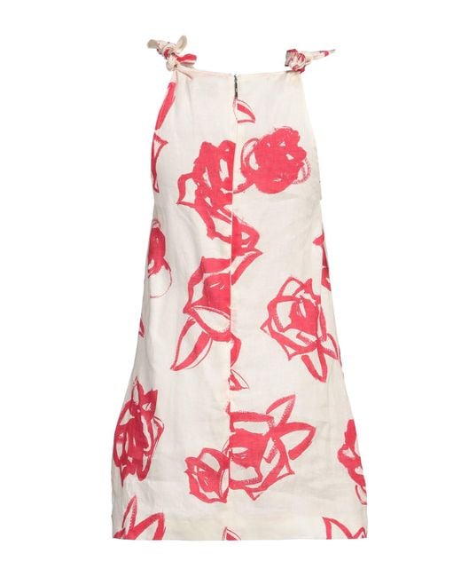 MSGM Red Ivory Mini Dress Linen