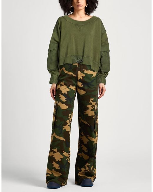 DSquared² Green Multipockets Crewneck Sweatshirt