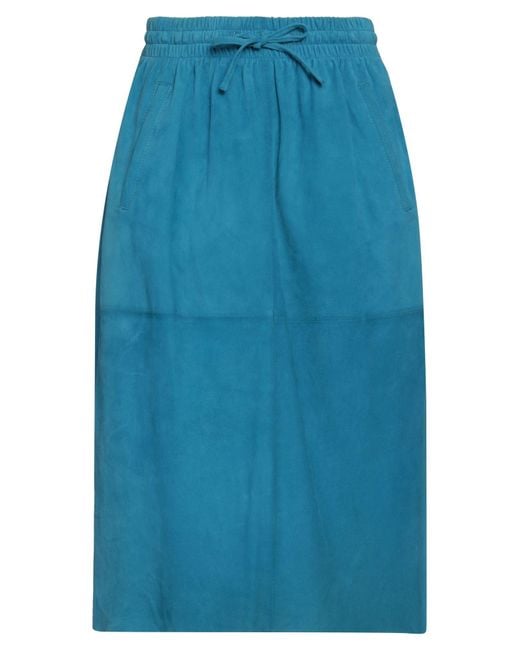 Oakwood Blue Midi Skirt Goat Skin