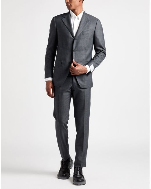 Caruso Blue Charcoal Suit Wool for men
