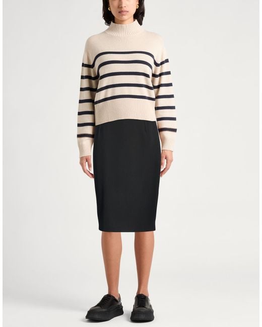Marella Black Midi Skirt Polyester, Viscose, Elastane