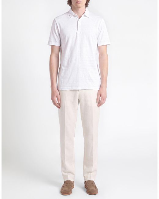 Fedeli White Ivory T-Shirt Linen, Elastane for men