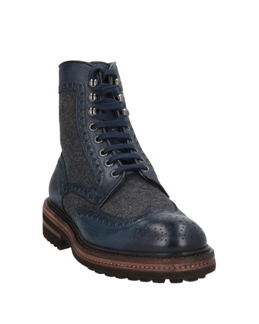 Santoni Blue Ankle Boots Leather, Textile Fibers for men