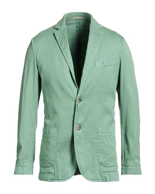 Cruna Green Blazer Linen, Cotton, Elastane for men