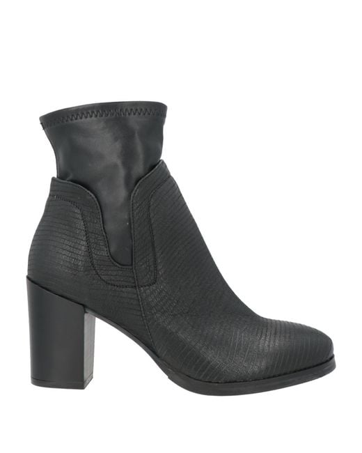 POESIE VENEZIANE Black Ankle Boots Leather, Textile Fibers