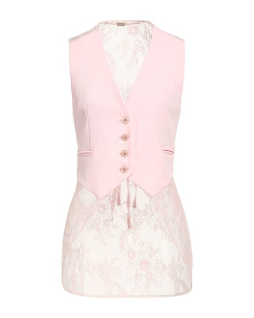 Blugirl Blumarine Pink Tailored Vest Polyester, Elastane, Polyamide