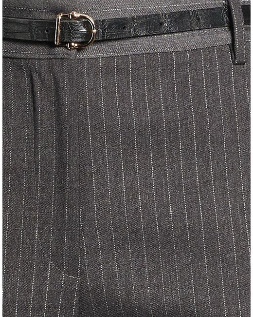 White Wise Gray Pants Polyester, Rayon, Elastane