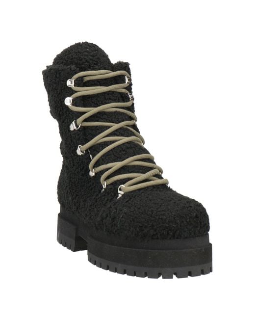 MARIA LUCA Black Ankle Boots Leather, Textile Fibers