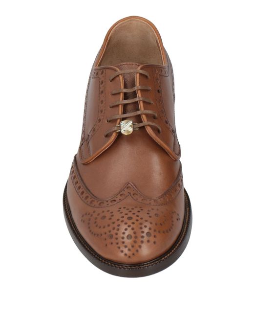 Brimarts Brown Camel Lace-Up Shoes Leather for men