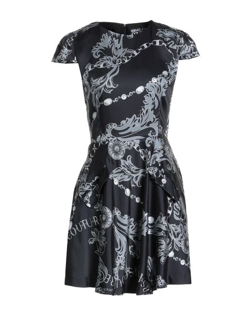 versace jeans short dress Suede-trimmed denim mini dress - mid denim