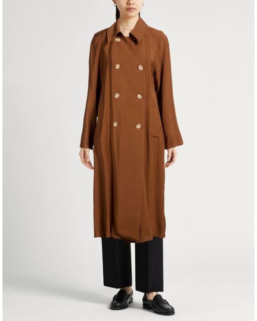 Kaos Brown Tan Overcoat & Trench Coat Viscose, Polyester