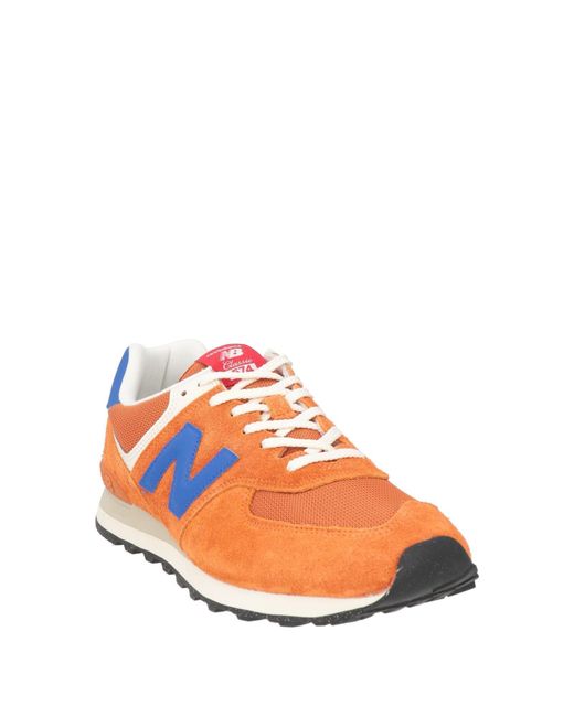 New Balance Orange 574 Sneakers Leather, Textile Fibers for men