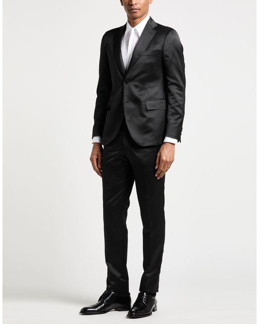 Tombolini Black Suit Acetate, Wool for men