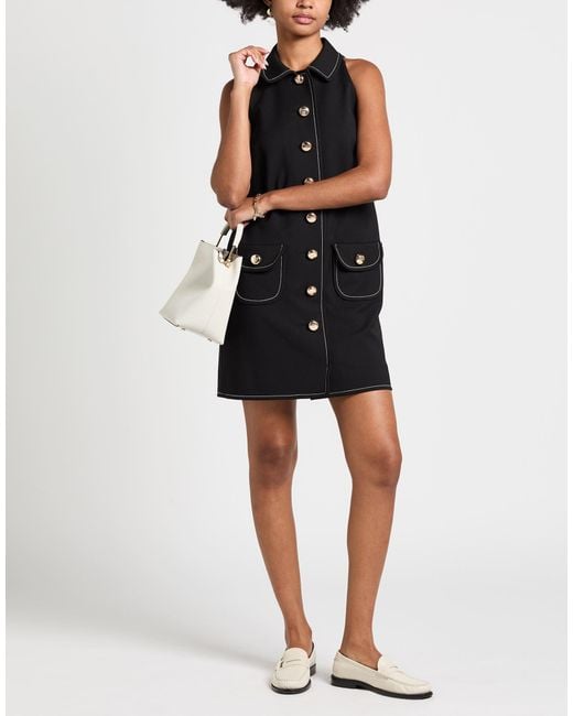 Sandro Black Mini Dress Polyester, Elastane