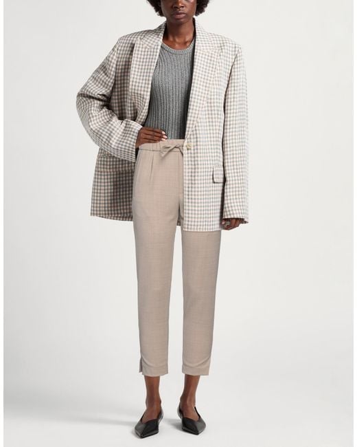 Berwich Natural Tapered Cropped Drawstring Pants