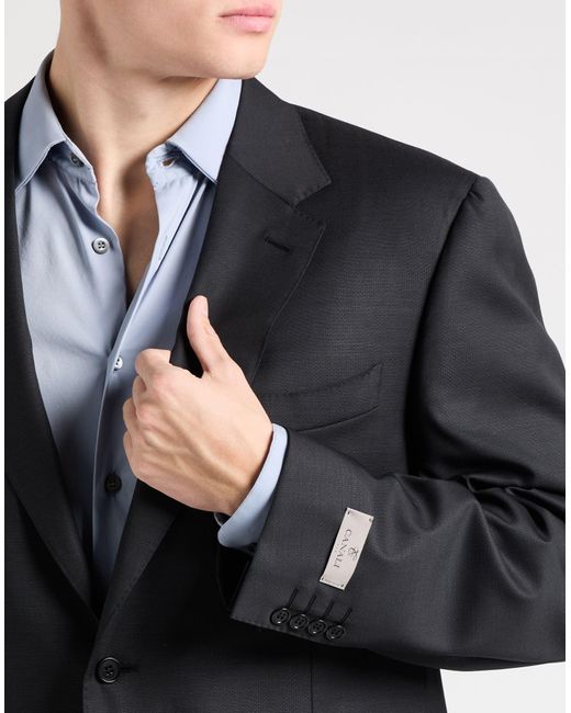 Canali Black Charcoal Suit Wool for men