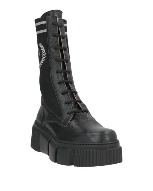 Pollini Black Ankle Boots Calfskin, Textile Fibers