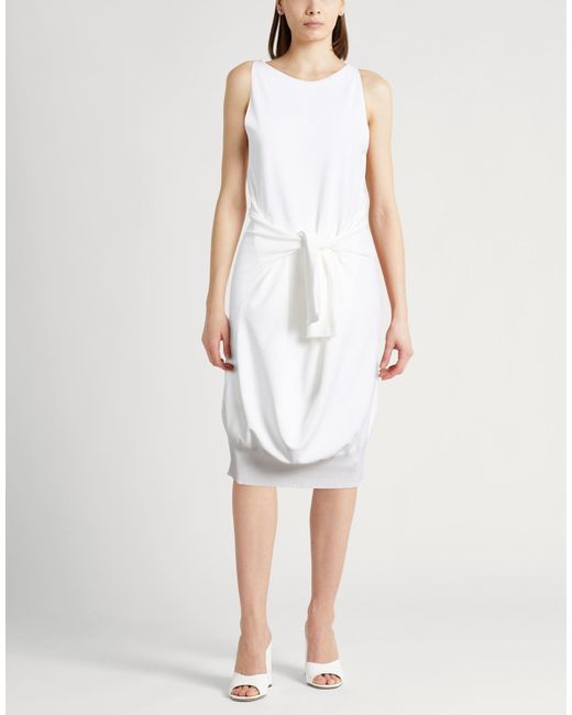 Fedeli White Ivory Midi Dress Viscose, Polyester