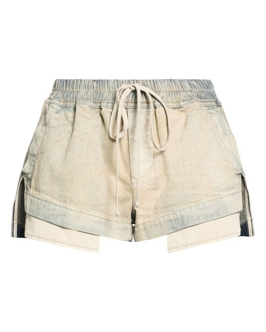 Rick Owens Natural Denim Shorts Cotton, Elastomultiester, Rubber