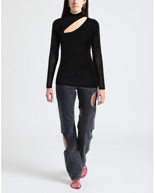 Pinko Black T-Shirt Viscose, Polyamide, Cashmere, Elastane