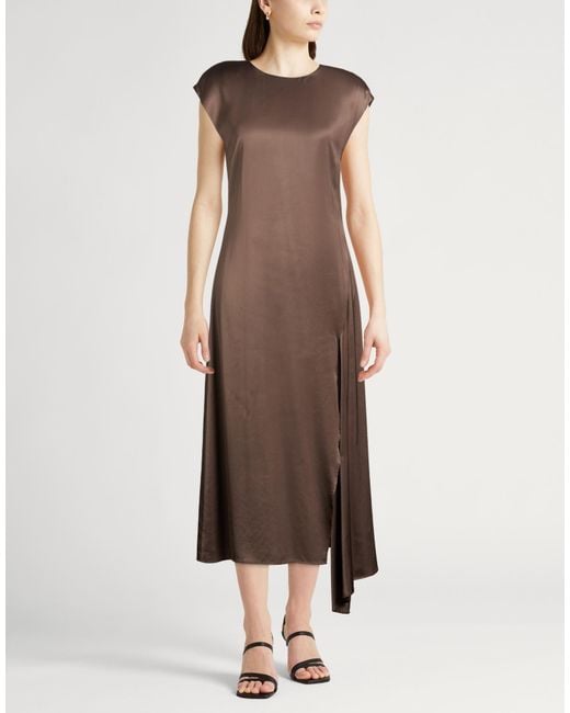 Peserico Brown Dark Midi Dress Viscose
