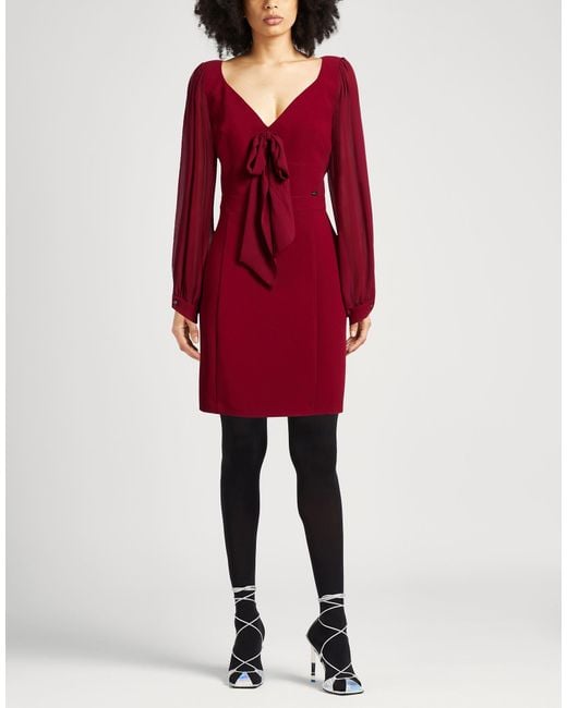 DIVEDIVINE Red Burgundy Mini Dress Polyester