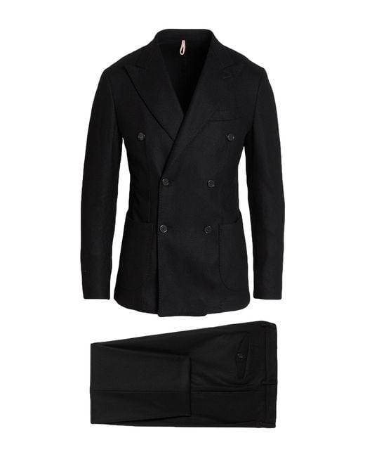 Santaniello Black Suit Wool, Polyamide, Virgin Wool, Elastane for men