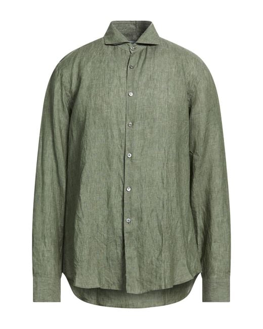 Canali Green Shirt Linen for men