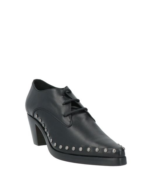 High Black Lace-Up Shoes Leather