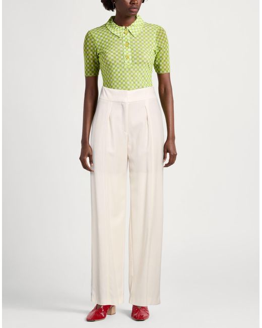 IRO White Ivory Pants Viscose, Wool