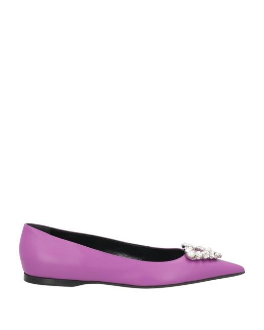 Sergio Rossi Purple Ballet Flats Leather