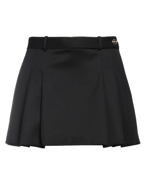 Versace Black Pleated Wool Mini Skirt
