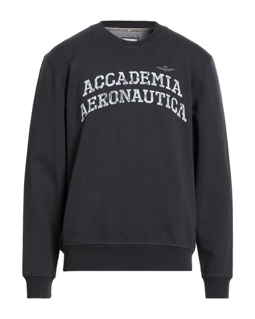 Aeronautica Militare Black Charcoal Sweatshirt Cotton for men