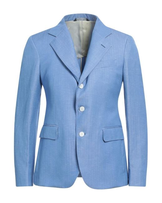 Brian Dales Blue Light Blazer Wool, Linen for men