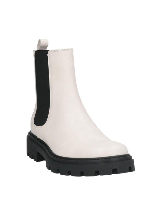 Tod's White Ankle Boots Leather, Elastic Fibres
