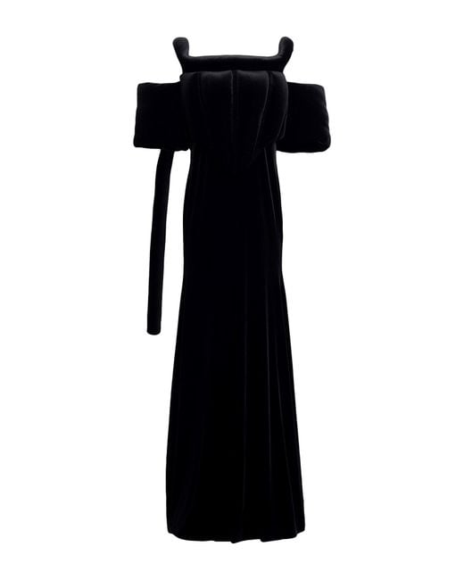 Burberry Black Maxi Dress Polyester, Elastane