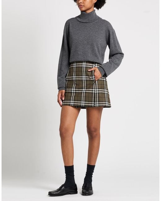 Burberry Green Military Mini Skirt Wool