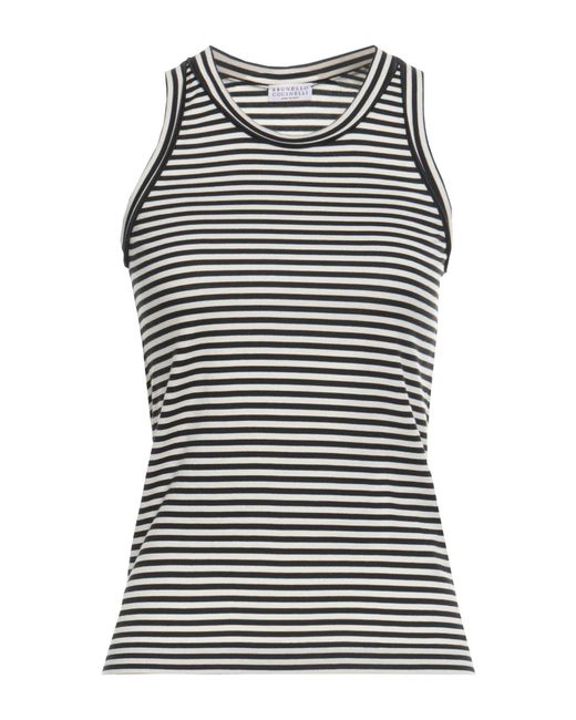 Brunello Cucinelli Black Tank Top Cotton, Silk, Elastane, Brass